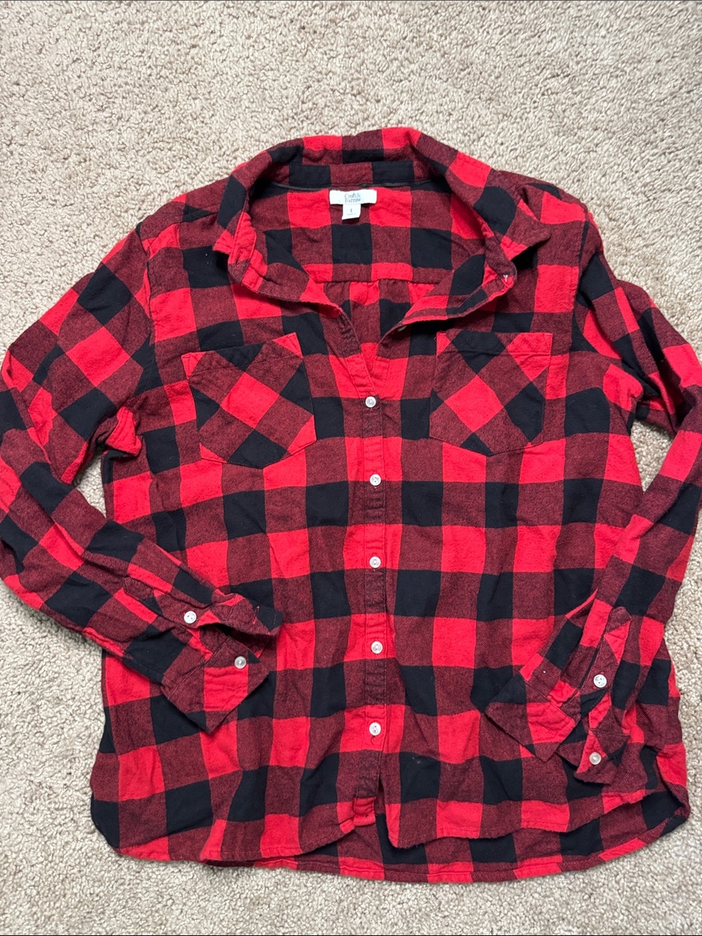 croft & barrow Red and Black Buffalo Plaid Button-Down Shirt